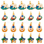 SUNNYCLUE 20Pcs 4 Style Alloy Enamel Charms, Cadmium Free & Lead Free, with Glitter Powder and Jump Rings, Matte Gold Color, Spaceman, Mixed Color, 13~15.5x10.5~12x2.5~3mm, Jump Ring: 5x1mm, Inner Diameter: 3mm, 5pcs/style(ENAM-SC0003-17)