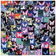 Butterfly PVC Self-adhesive Sticker, Waterproof Decals, for Suitcase, Skateboard, Refrigerator, Helmet, Mobile Phone Shell, Colorful, 40~60mm, 50pcs/set.(STIC-PW0017-15)