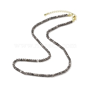 Natural Silver Sheen Obsidian Cube Beaded Necklace for Women, 16.34 inch(41.5cm)(NJEW-JN04111-02)