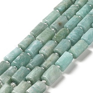 Natural Amazonite Beads Strands, with Seed Beads, Faceted, Column, 8.5~11x5.5~6.5mm, Hole: 1mm, about 14~15pcs/strand, 7.48''(19cm)(G-N327-06-10)
