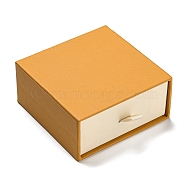 Cardboard Jewelry Set Drawer Boxes, Square Jewelry Case for Bracelet, Necklace, Brooch, Ring, Earring Packaging, Orange, 7.8x7.8cm, 71x71mm inner diameter(CON-D014-03B)