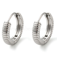 304 Stainless Steel Hoop Earrings, Ring, Stainless Steel Color, 15x3.5mm(EJEW-G364-16P)