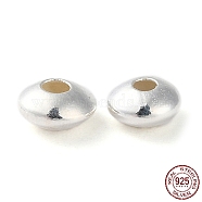 925 Sterling Silver Beads, Flat Round, Silver, 4x2mm, Hole: 1.2mm(STER-P053-08B-S)