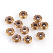 Brass Beads, Donut, Brushed Antique Bronze, 5x2mm, Hole: 1.5mm(KK-K176-40AB)