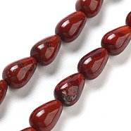 Natural Red Rainbow Jasper Beads Strands, Teardrop, 12x8mm, Hole: 1.2mm, about 33~34pcs/strand, 15.16~16.54''(38.5~42cm)(G-B106-A33-02)