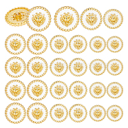 24Pcs 3 Style 1-Hole Zinc Alloy Enamel Shank Buttons, Flat Round with Lion Pattern, White, 18~23x8.5~9.5mm, Hole: 2mm, 8pcs/style(BUTT-NB0001-65A)