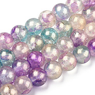 Baking Painted Crackle Glass Bead Strands, with Gold Powder, Round, Medium Orchid, 6mm, Hole: 1.2mm, about 147pcs/strand, 31.10 inch(79cm)(DGLA-R053-04J)
