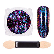 Nail Art Glitter Powder, Starry Sky/Mirror Effect, Shiny Nail Decoration, with One Brush, Medium Purple, 30x30x17mm, about 0.3g/box(X-MRMJ-Q046-011M)