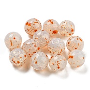 Transparent Spray Painting Crackle Glass Beads, Round, Linen, 10mm, Hole: 1.6mm, 200pcs/bag(GLAA-L046-01A-08)