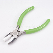 45# Carbon Steel Jewelry Pliers, Nylon Jaw Pliers, Flat Nose Pliers, Polishing, Lime Green, 13.5x7.9x1cm(PT-L004-25)