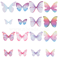 160Pcs 16 Style Polyester Fabric Wings Crafts Decoration, for DIY Jewelry Crafts Earring Necklace Hair Clip Decoration, Butterfly Wing, Mixed Color, 19~37x29~47mm, 10pcs/style(DIY-SC0019-39)