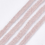 Soft Faux Mink Fur Cords, Nylon Cord, Misty Rose, 9~10mm, about 110yards/bundle(OCOR-S115-01G)