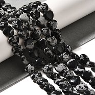 Natural Snowflake Obsidian Beads Strands, Heart, 10.5x10.5~11.5x4.5~5mm, Hole: 0.7~1mm, about 38~40pcs/strand, 36.8~42.6cm(G-R190-10mm-51)