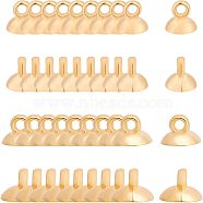 SUPERFINDINGS 600Pcs 2 Style CCB Plastic Bead Cap Pendant Bails, for Globe Glass Bubble Cover Pendant Making, Golden, 6~9x5.5~6.5mm, Hole: 1.5~2mm, 300pcs/style(KK-FH0001-12)