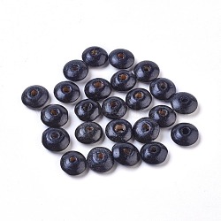 Natural Wood Beads, Dyed, Lead Free, Rondelle, Black, 13~14x5~6mm, Hole: 3~3.5mm, about 3000pcs/1000g(WOOD-S031-06-LF)