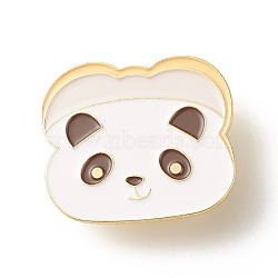 Toast with Panda Enamel Pin, Animal Iron Enamel Brooch for Backpack Clothes, Light Gold, Black, 26x30x10mm(JEWB-C012-04C)