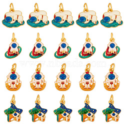 SUNNYCLUE 20Pcs 4 Style Alloy Enamel Charms, Cadmium Free & Lead Free, with Glitter Powder and Jump Rings, Matte Gold Color, Spaceman, Mixed Color, 13~15.5x10.5~12x2.5~3mm, Jump Ring: 5x1mm, Inner Diameter: 3mm, 5pcs/style(ENAM-SC0003-17)
