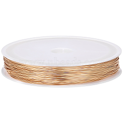 Eco-Friendly Copper Wire, Round Copper Beading Wire for Jewelry Making, Long-Lasting Plated, Real 18K Gold Plated, 24 Gauge, 0.5mm, about 164.04 Feet(50m)/Roll(CWIR-BBC0001-02C-B)