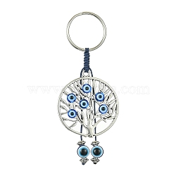 Alloy with Resin Evil Eye Charms Keychains, with Iron Split Ring, Tree of Life, 9.1cm(KEYC-JKC00619-04)