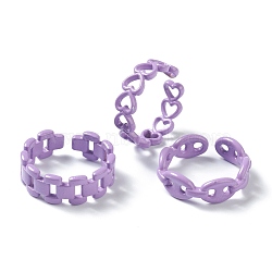 Spray Painted Brass Cuff Rings, Open Rings, Mixed Shapes, Plum, US Size 6~7 1/4(16.5~17.5mm)(RJEW-H545-C)