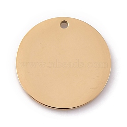 PVD Vacuum Plating 304 Stainless Steel Pendants, Stamping Blank Tag, Laser Cut, Flat Round, Golden, 20x1.5mm, Hole: 1.4mm(STAS-P245-45G)