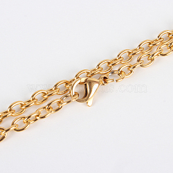 304 Stainless Steel Cable Chain for Necklace Making, with Lobster Claw Clasps, PVD Vacuum Plating, Golden, 23.6 inch(59.9cm)(STAS-P045-06G)