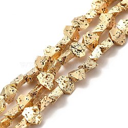 Electroplated Natural Lava Rock Beads Strands, Hexagon, Light Gold Plated, 5.5x6.5x3mm, Hole: 1mm, about 67~70pcs/strand, 14.57~15.08 inch(37~38.3cm)(G-G984-13KCG)