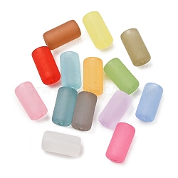 Frosted Transparent Acrylic Beads, Column, Mixed Color, 14x7.5mm, Hole: 2mm, about 780pcs/500g(AC-CBABC78-13)