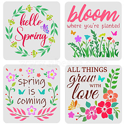 Environmental Protection Theme Plastic Drawing Painting Stencils Templates Sets, Spring Theme Pattern, 30x30cm, 4sheet/set(DIY-WH0172-1017)
