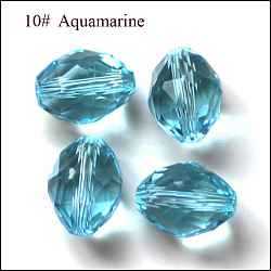 Imitation Austrian Crystal Beads, Grade AAA, K9 Glass, Faceted, Oval, Deep Sky Blue, 8x6mm, Hole: 0.7~0.9mm(SWAR-F071-9x6mm-10)