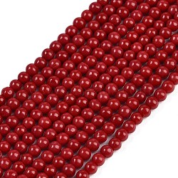 Synthetic Coral Beads Strands, Round, FireBrick, 4mm, Hole: 0.8mm, about 113pcs/strand, 15.94''(40.5cm)(X-CORA-M003-02)