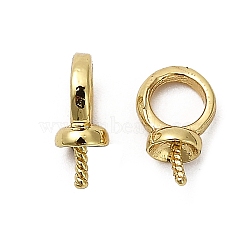 Rack Plating Brass Pendant Bails, Peg Bails, for Half Drilled Beads, Cadmium Free & Lead Free, Long-Lasting Plated, Ring, Real 18K Gold Plated, 9.5x5.5x3.5mm, Hole: 3.5mm, Pin: 0.8mm(KK-S397-22G)