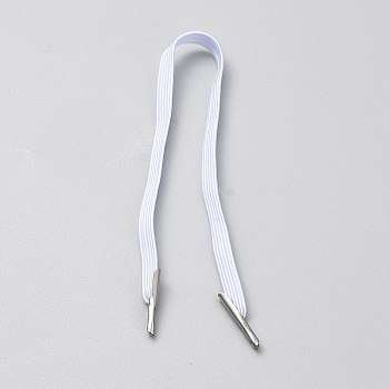 Notebook Bands, Nylon Elastic Cords with Iron Cord Ends, White, 225x5x1mm
