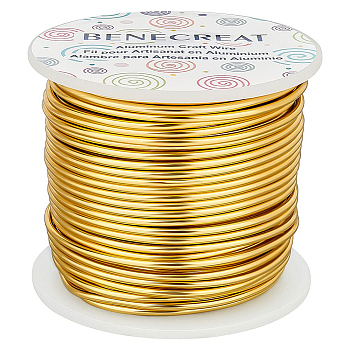 Round Aluminum Wire, Champagne Yellow, 12 Gauge, 2mm, about 98.42 Feet(30m)/roll