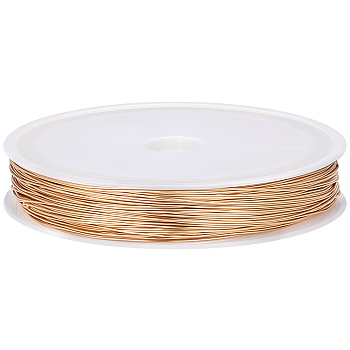 Eco-Friendly Copper Wire, Round Copper Beading Wire for Jewelry Making, Long-Lasting Plated, Real 18K Gold Plated, 24 Gauge, 0.5mm, about 164.04 Feet(50m)/Roll