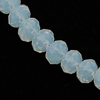 Crystal Glass Rondelle Beads Strands, Faceted, White, 3.5x2.5~3mm, Hole: 1mm, about 138pcs/strand, 12.9 inch