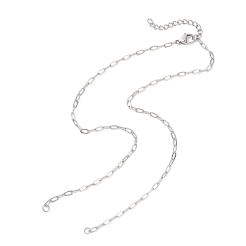 2.5MM 304 Stainless Steel Paperclip Chain Necklace Making, Non-Tarnish, Stainless Steel Color, 15.16 inch(38.5cm)