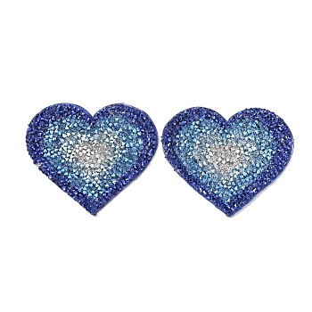 Heart Hotfix Rhinestone, Costume Accessories, Sewing Craft Decoration, Blue, 61x70x2.5mm