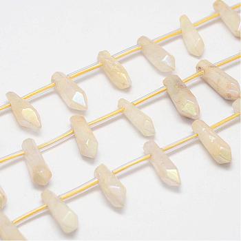 Natural Crystal Pointed Bead Strands, Dyed, Bullet, Yellow, 15~22x5~11x5~11mm, Hole: 2mm