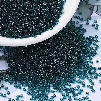 MIYUKI Round Rocailles Beads, Japanese Seed Beads, 11/0, (RR2406) Transparent Dark Teal, 2x1.3mm, Hole: 0.8mm, about 1111pcs/10g