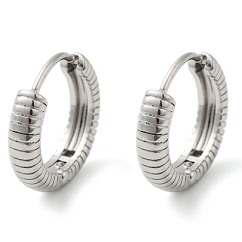 304 Stainless Steel Hoop Earrings, Ring, Stainless Steel Color, 15x3.5mm