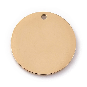 Vacuum Plating 304 Stainless Steel Pendants, Stamping Blank Tag, Laser Cut, Flat Round, Golden, 20x1.5mm, Hole: 1.4mm