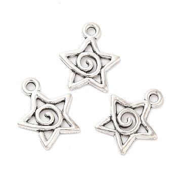 Tibetan Style Alloy Pendants, Star, Antique Silver, 20x16.5x1.5mm, Hole: 2mm, about 1020pcs/1000g