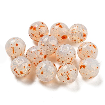 Transparent Spray Painting Crackle Glass Beads, Round, Linen, 10mm, Hole: 1.6mm, 200pcs/bag