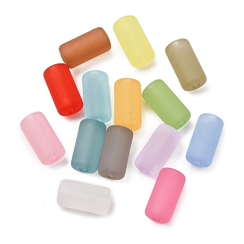 Frosted Transparent Acrylic Beads, Column, Mixed Color, 14x7.5mm, Hole: 2mm, about 780pcs/500g