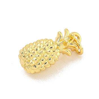 Rack Plating Pineapple Brass Pendants, Long-Lasting Plated, Lead Free & Cadmium Free, Real 18K Gold Plated, 21x8x8mm, Hole: 3mm