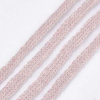 Soft Faux Mink Fur Cords, Nylon Cord, Misty Rose, 9~10mm, about 110yards/bundle