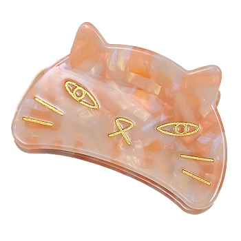 Cat Cellulose Acetate(Resin) Claw Hair Clips for Women and Girls, Orange, 44x69mm