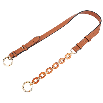 PU Leather Bag Handles, with Acrylic Linking Rings, for Bag Replacement Accessories, Chocolate, 83x1.9x0.35cm