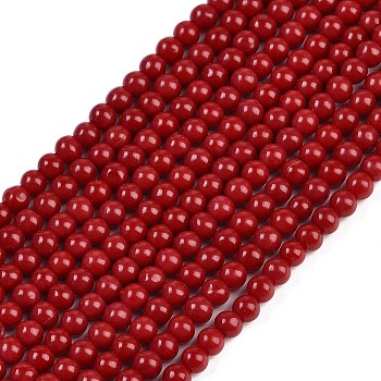 Synthetic Coral Beads Strands, Round, FireBrick, 4mm, Hole: 0.8mm, about 113pcs/strand, 15.94''(40.5cm)
